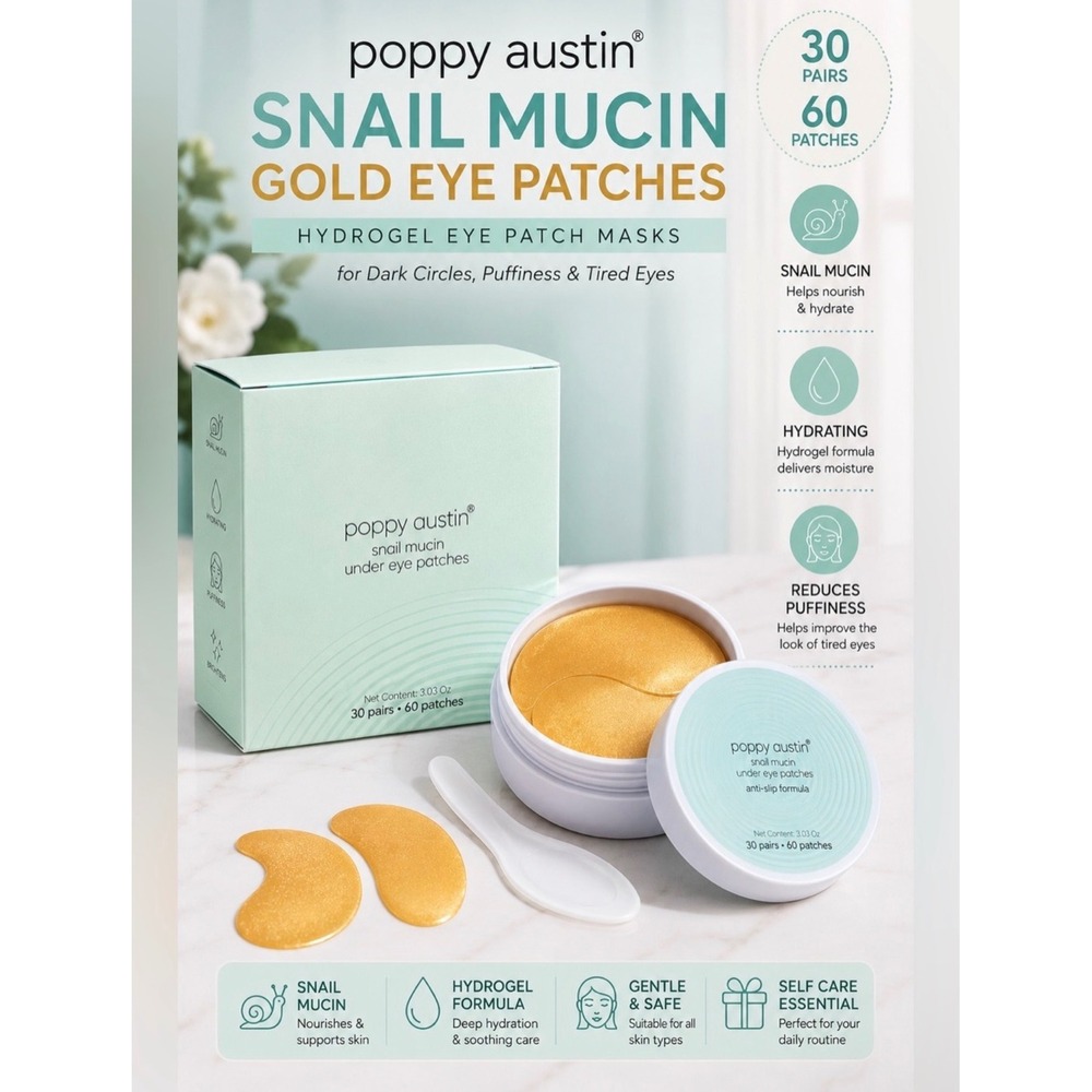 Poppy Austin Snail Mucin Gold Hydrogel Under Eye Patches 60 Ct New Sealed
